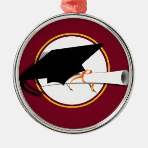 Ornement Rond Argenté Couleur rouge et or pour les Casquettes diplômés
