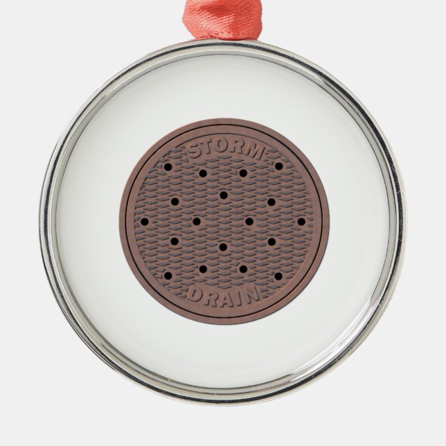 Ornement Rond Argenté Couverture de trou d'homme (Devant)