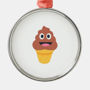 Ornement Rond Argenté crème glacée cône émoji