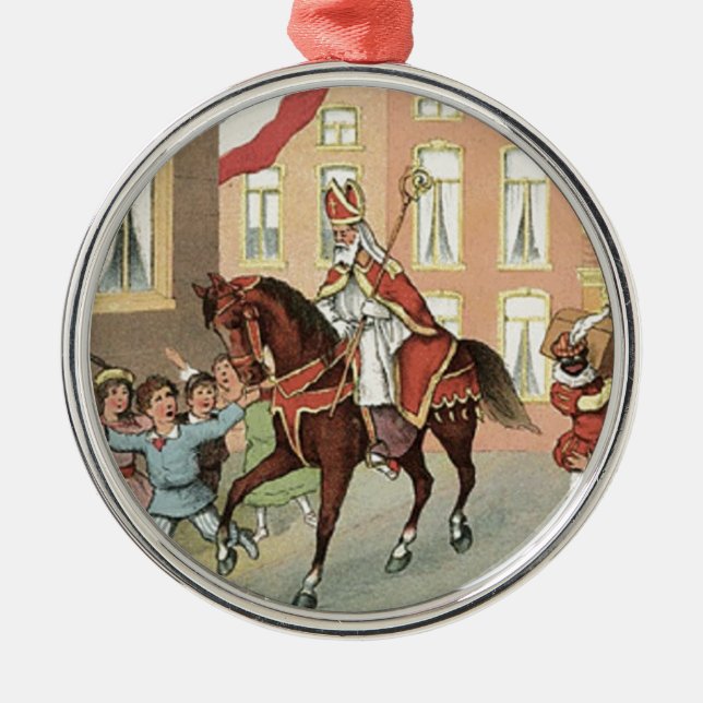 Ornement Rond Argenté Cru néerlandais Saint-Nicolas de St Nick de (Devant)