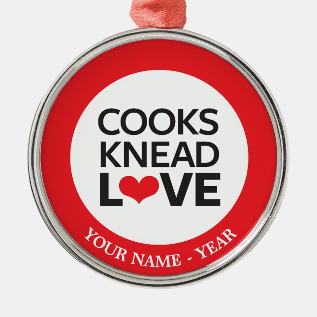 Ornement Rond Argenté Cuisiniers Knead Love (Devant)