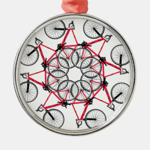Ornement Rond Argenté Cycle de bicyclette