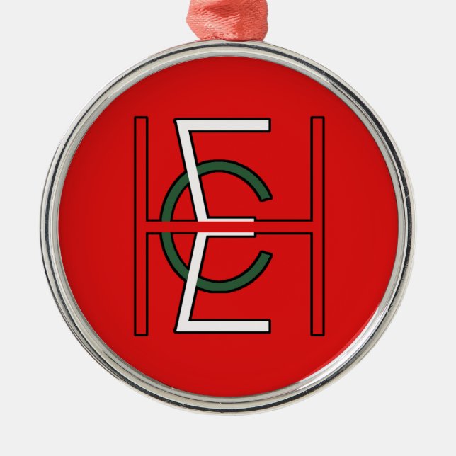 Ornement Rond Argenté D'EHC de logo rouge tout droit (Devant)