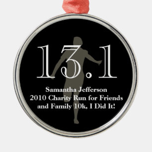 Ornement Rond Argenté Demi de souvenir personnalisé de marathon du