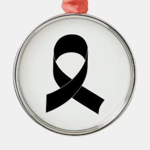 Ornement Rond Argenté Dessin de ruban noir