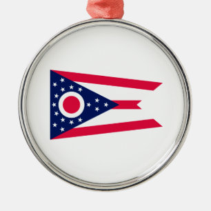Ornement Rond Argenté Drapeau de l'Ohio