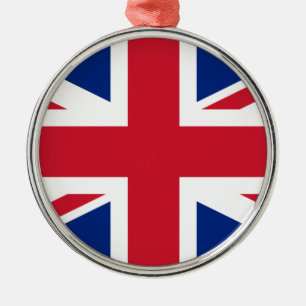 Ornement Rond Argenté Drapeau du Royaume-Uni