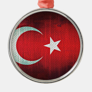 Ornement Rond Argenté Drapeau stylisé de la Turquie