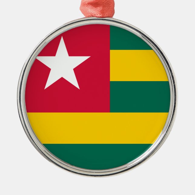 Ornement Rond Argenté Drapeau Togo (Devant)