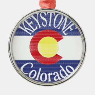 Ornement Rond Argenté Drapeau trapézoïdal de cercle du Colorado