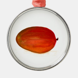Ornement Rond Argenté Eau de fruit Mango nourriture tropicale Exotique r