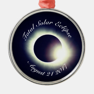 Ornement Rond Argenté Éclipse solaire totale 2017