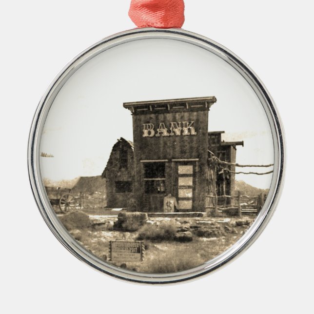 Ornement Rond Argenté Édifice bancaire vintage (Devant)