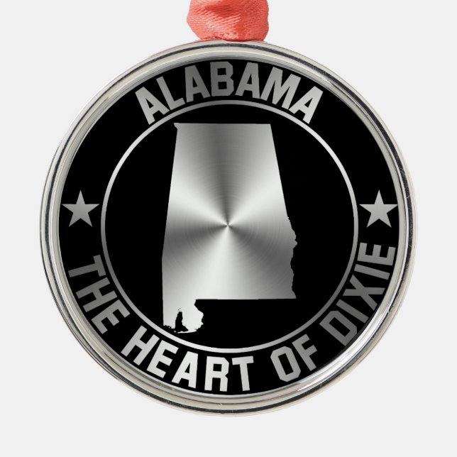 Ornement Rond Argenté Emblème de l'Alabama (Devant)