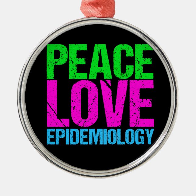 Ornement Rond Argenté Épidémiologie d'amour de paix (Devant)