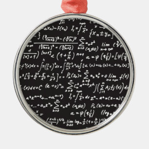 Ornement Rond Argenté Équations mathématiques du tableau noir