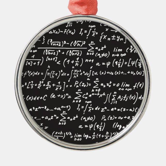 Ornement Rond Argenté Équations mathématiques du tableau noir (Devant)