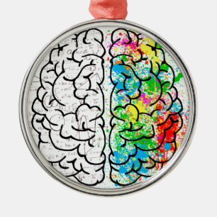 Ornement Rond Argenté esprit cerveau psychologie idée coeurs