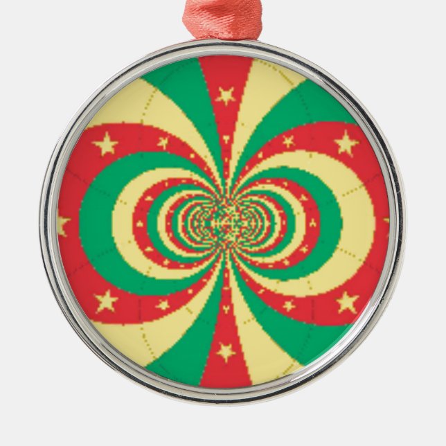 Ornement Rond Argenté étoile à cinq branches République du Cameroun (Devant)