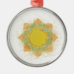 Ornement Rond Argenté Fleur Ethereal Lotus