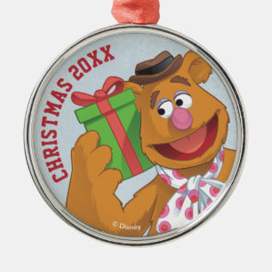 Ornement Rond Argenté Fozzie de Noël