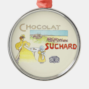 Ornement Rond Argenté Français Chocolat Victorian Candy Sucre