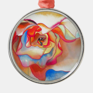 Ornement Rond Argenté Fred martin begonia aquarelle