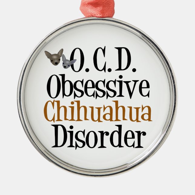Ornement Rond Argenté Funny Chihuahua (Devant)