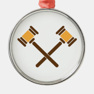 Ornement Rond Argenté Gavels traversés