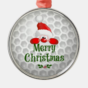 Ornement Rond Argenté Golf Ball Conception de vacances, Joyeux Noël