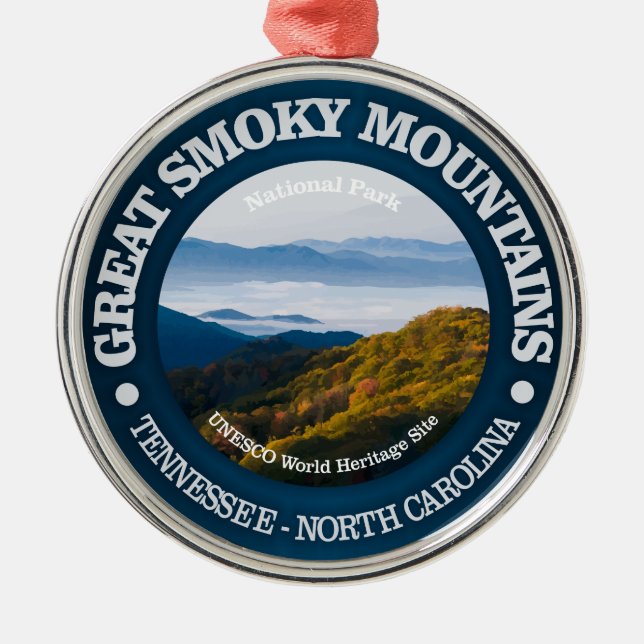 Ornement Rond Argenté Great Smoky Mountains (Devant)