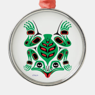 Ornement Rond Argenté Grenouille