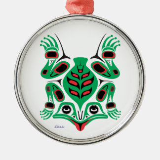 Ornement Rond Argenté Grenouille