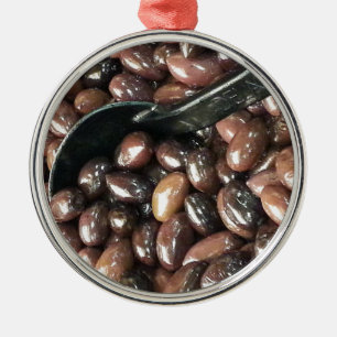 Ornement Rond Argenté Haricots noirs