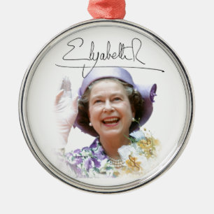 Ornement Rond Argenté HM Queen Elizabeth II