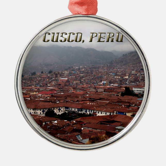 Ornement Rond Argenté Horizon Pérou de ville de Cusco (Devant)