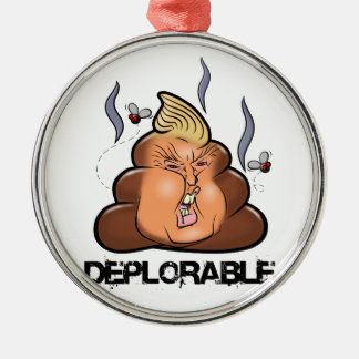 Ornement Rond Argenté Icône drôle de Donald Trump - de Trumpy-Poo Poo