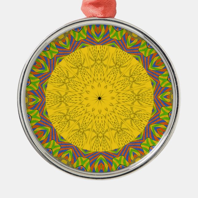 Ornement Rond Argenté Imprimerie d'art Motif égyptien (Devant)