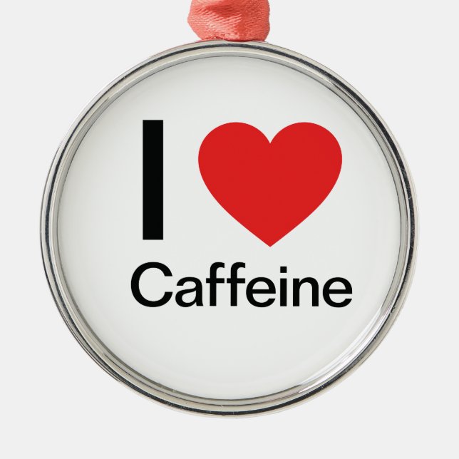 Ornement Rond Argenté J'adore la caféine (Devant)