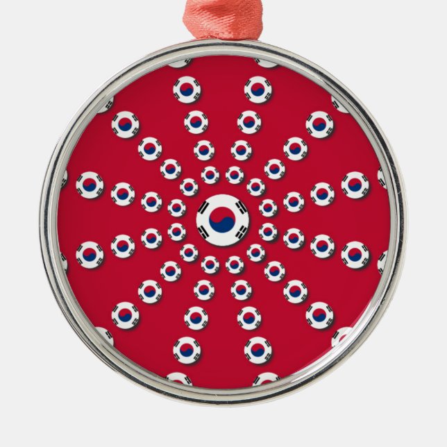 Ornement Rond Argenté J'aime le rouge (Devant)