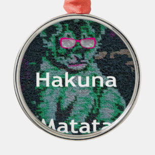 Ornement Rond Argenté Jambo lionceau hakuna matata
