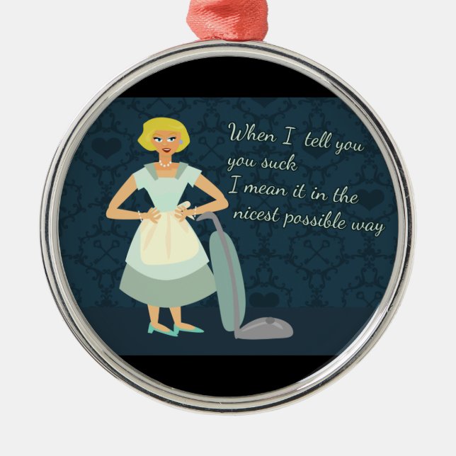 Ornement Rond Argenté Je t'aime, vous sucez (Devant)