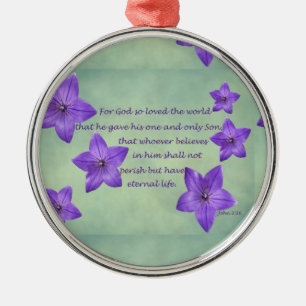 Ornement Rond Argenté John 3:16