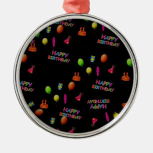 Ornement Rond Argenté Joyeux anniversaire, Decor Balloons