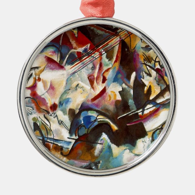 Ornement Rond Argenté Kandinsky Composition VI Peinture Abstraite (Devant)