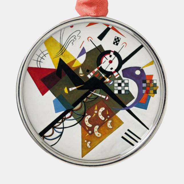 Ornement Rond Argenté Kandinsky Sur Blanc Deux Peintures Abstraites (Devant)