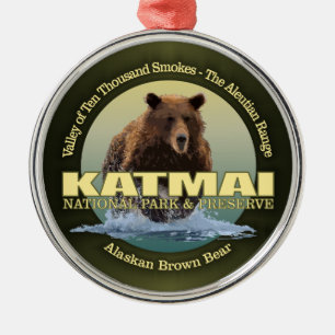Ornement Rond Argenté Katmai (Ours Brown) WT