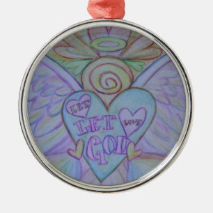 Ornement Rond Argenté Laisser l'amour laisser Dieu Art Ornament