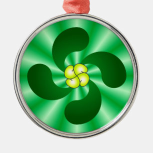 Ornement Rond Argenté Lauburu Basque cross