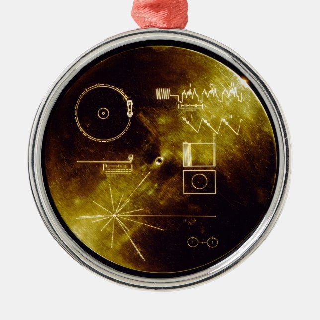 Ornement Rond Argenté Le disque d'or de Voyager (Devant)